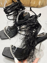 Kayla Rhinestone Feather Toe Heel